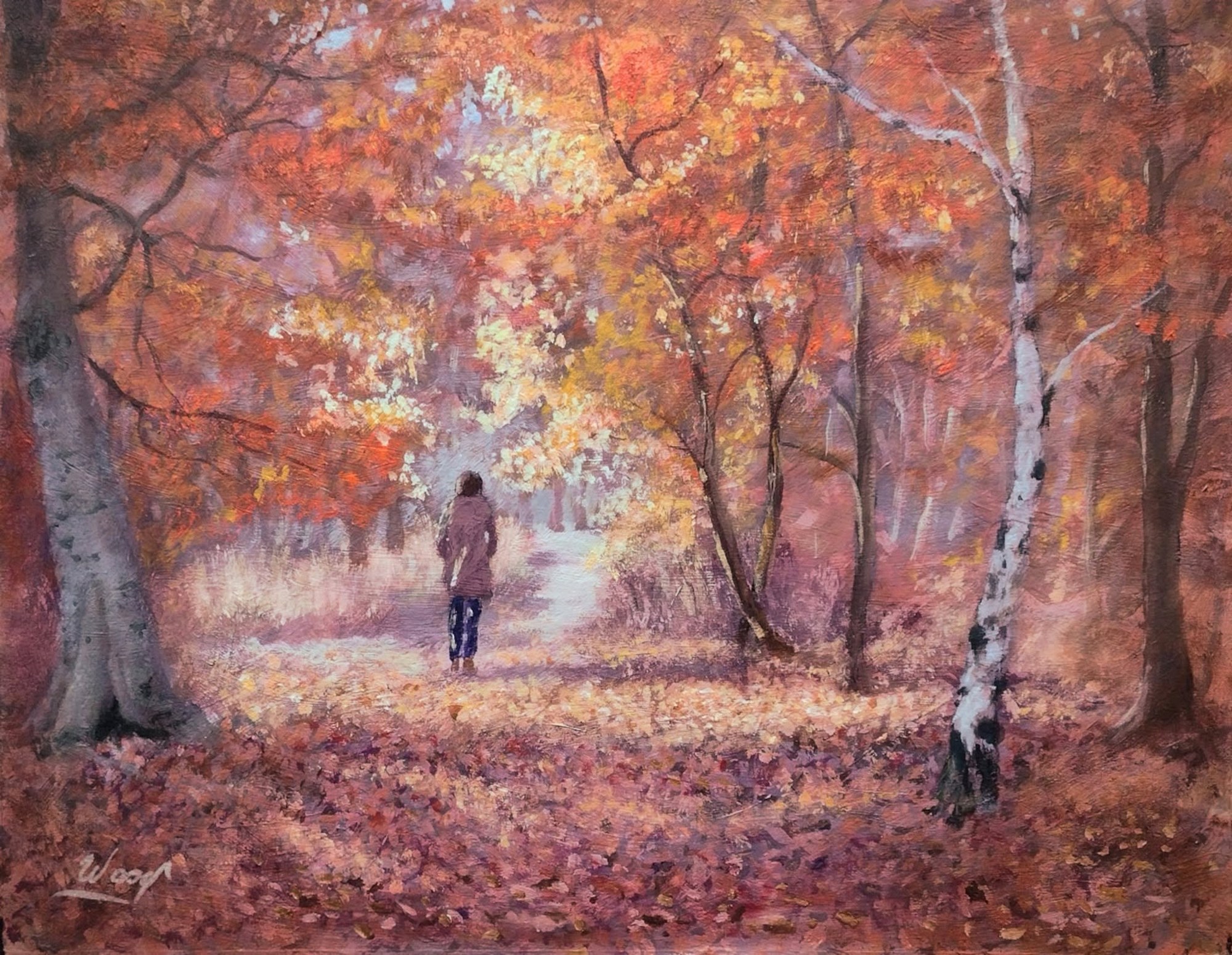 Carpet of Leaves, original oil painting by George Wood