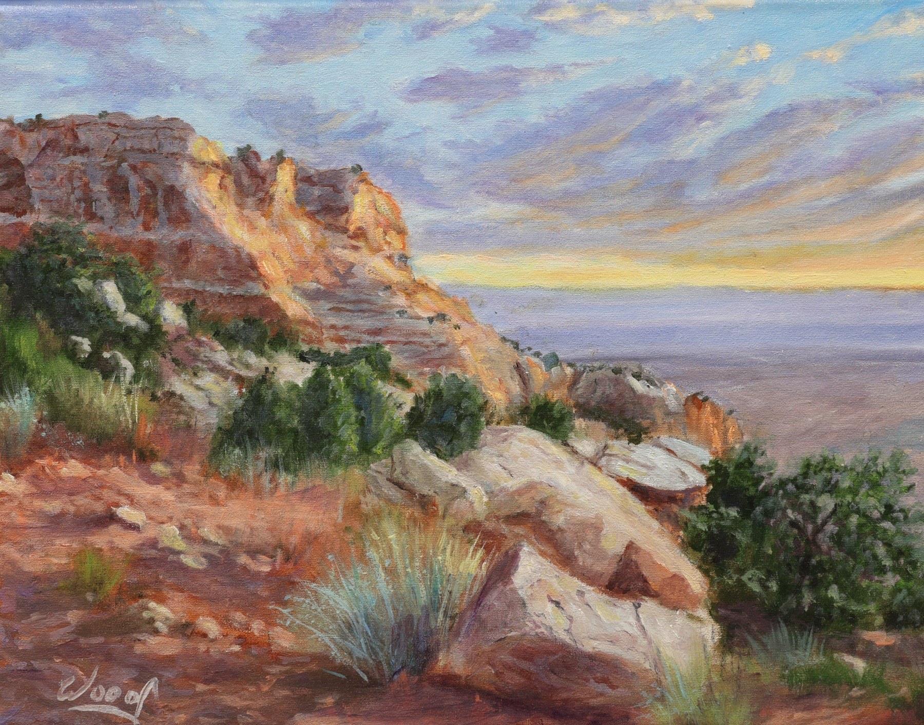 First Light on the Monument, original oil painting by George Wood
