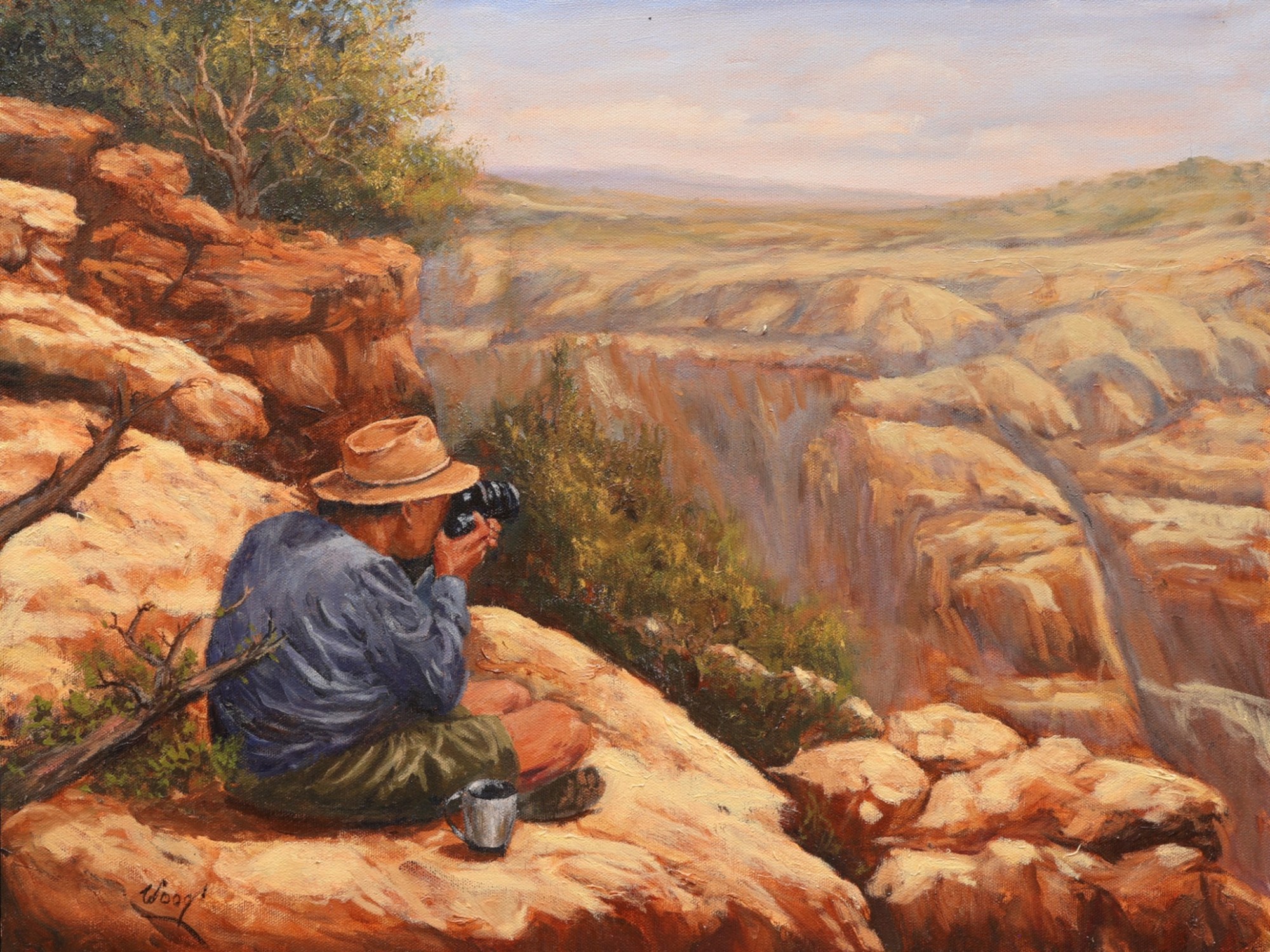 Photoshoot at the Monument, original oil painting by George Wood